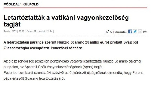 Letartóztatták a vatikáni vagyonkezelőség tagját