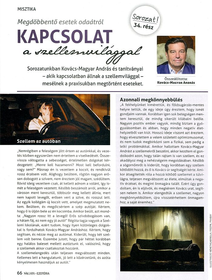 Kapcsolat a szellemvilággal – Kovács-Magyar András a Nők Lapja Ezotéria - Misztika rovatában - 2025. július