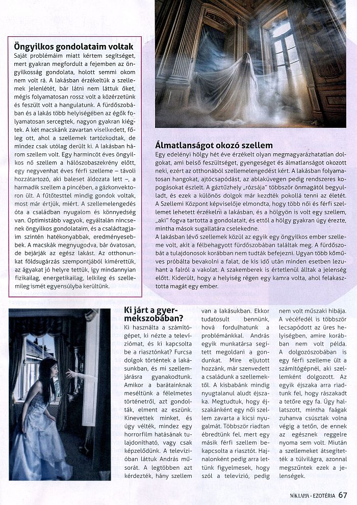 Megd&ouml;bbentő esetek oda&aacute;tr&oacute;l Megjelent a Nők Lapja Ezot&eacute;ria - Misztika rovat&aacute;ban 