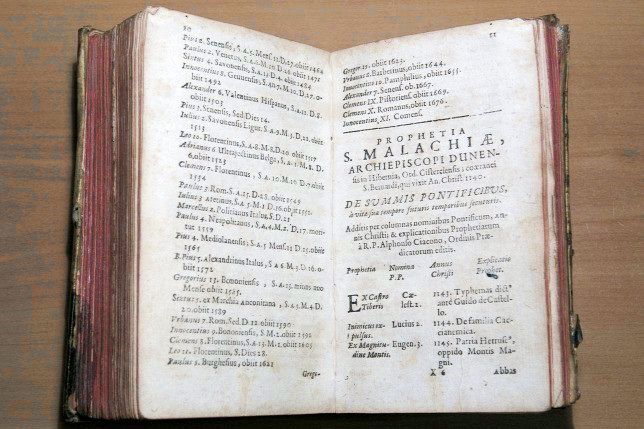 Szent Malakiás próféciáinak első német nyomtatott kiadása 1680-ból